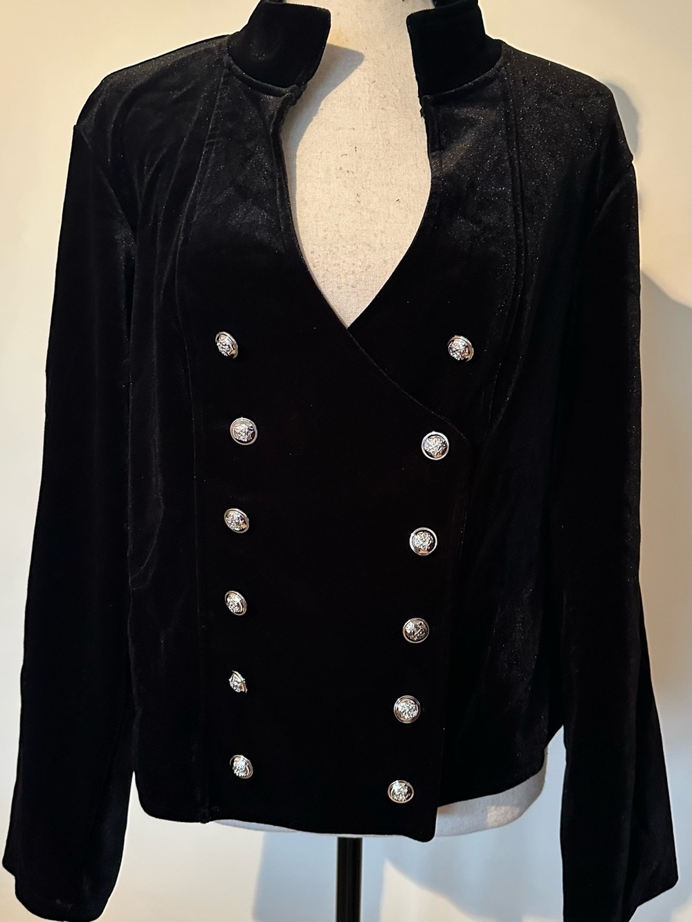 Steampunk Black Velvet Like Military XL Top Gothic Steampunk Button Blazer Chic